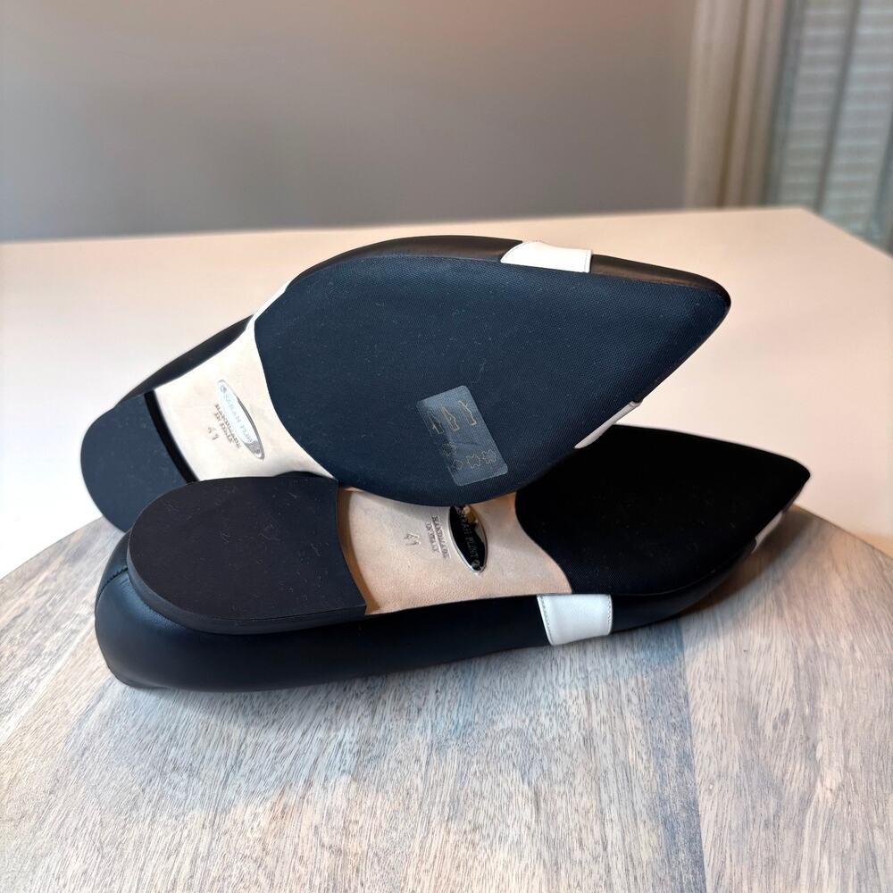 Sarah Flint Kim Black White Pointed Toe Ballet Flats Leather Shoes EU 41 US 11 - Picture 10 of 11